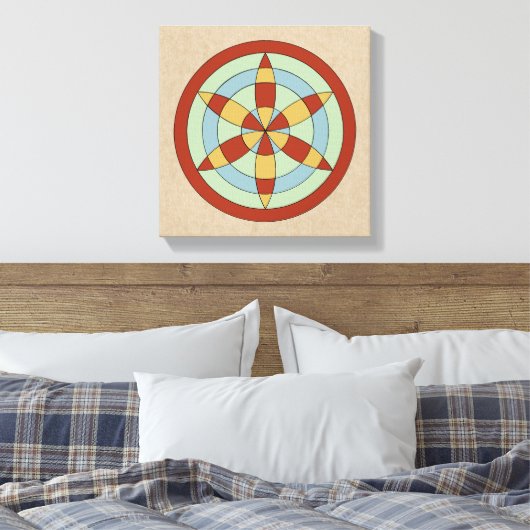 Suffolk Hexafoil (Daisy Wheel) Witch Mark Canvas Afdruk (Insitu (Slaapkamer))