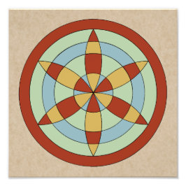 Suffolk Hexafoil (Daisy Wheel) Witch Mark Foto Afdruk