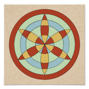 Suffolk Hexafoil (Daisy Wheel) Witch Mark Foto Afdruk