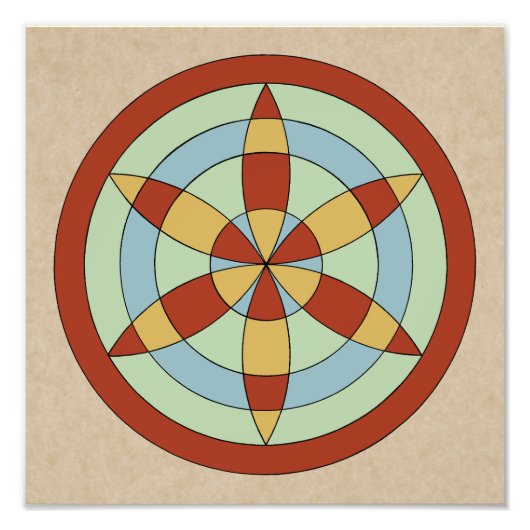 Suffolk Hexafoil (Daisy Wheel) Witch Mark Foto Afdruk (Voorkant)