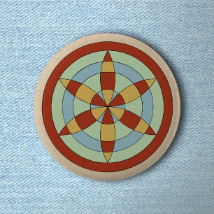 Suffolk Hexafoil (Daisy Wheel) Witch Mark Ronde Button 5,7 Cm