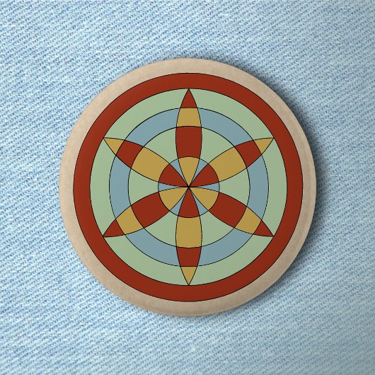 Suffolk Hexafoil (Daisy Wheel) Witch Mark Ronde Button 5,7 Cm
