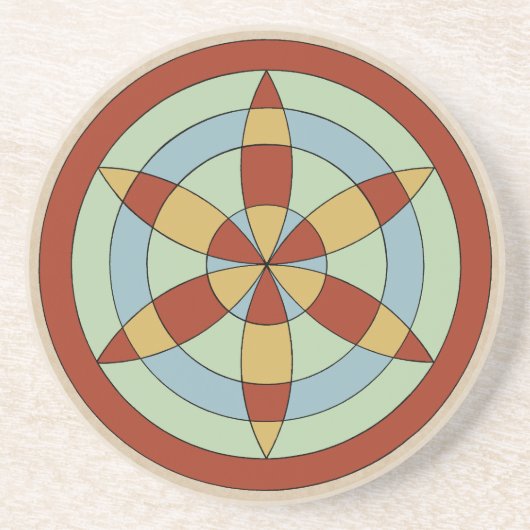 Suffolk Hexafoil (Daisy Wheel) Witch Mark Zandsteen Onderzetter (Voorkant)