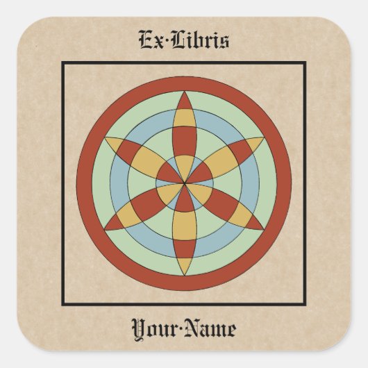 Suffolk Hexafoil Heksenmerk Ex-Libris Vierkante Sticker (Voorkant)