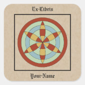 Suffolk Hexafoil Witch Mark Bookplate Vierkante Sticker (Voorkant)