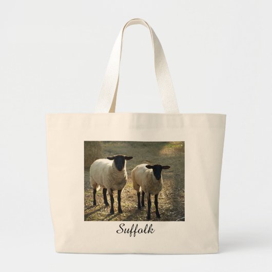 Suffolk Sheep Aftermiddag Sunlight Pastoral Scene Grote Tote Bag (Voorkant)