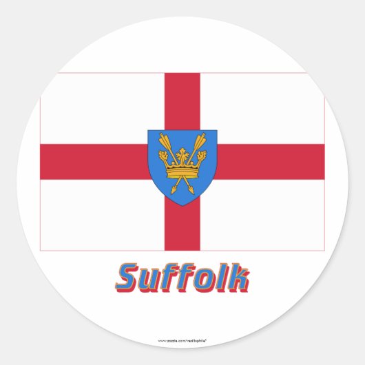 Suffolk St Edmund's Proposal Flag with Name Ronde Sticker (Voorkant)