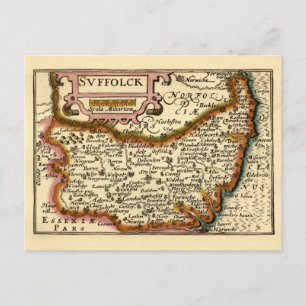 Suffolk (Suffolck) County Engeland Antiquarische k Briefkaart
