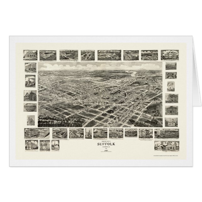 Suffolk, VA Panoramic Map - 1907 (Voorkant Horizontaal)