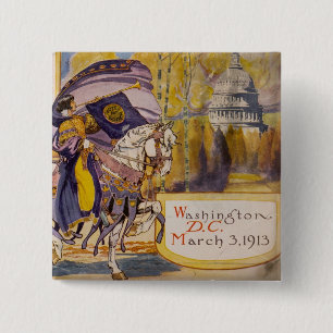 Suffrage Procession 1913 Vierkante Button 5,1 Cm