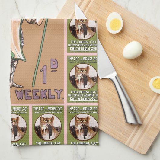 Suffragette Cat and Mouse Act Tea Towel Theedoek (Quarter Fold)