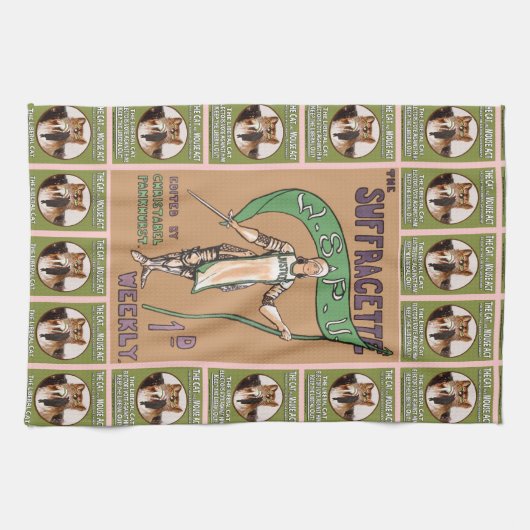 Suffragette Cat and Mouse Act Tea Towel Theedoek (Horizontaal)