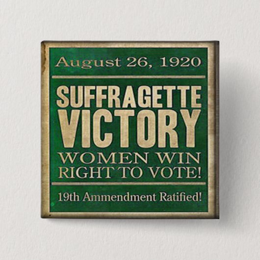Suffragette historisch kiesrecht vierkante button 5,1 cm (Voorkant)