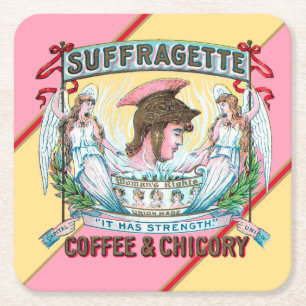 Suffragette koffie en cichorei kartonnen onderzetters