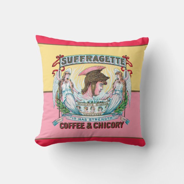Suffragette koffie en cichorei kussen (Voorkant)