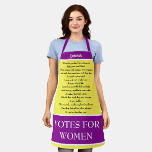 Suffragette stemmen voor vrouwen Koekjesgedicht Schort