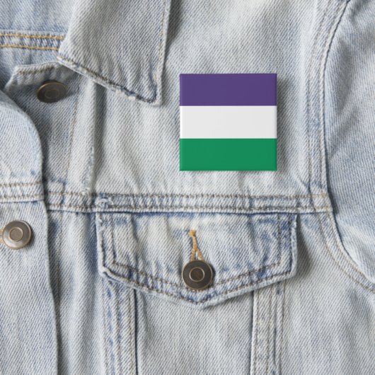 Suffragette vlag vierkante button 5,1 cm (In situ)