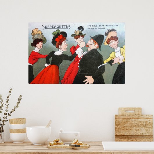 Suffragettes Politieke Cartoon Poster (Keuken)