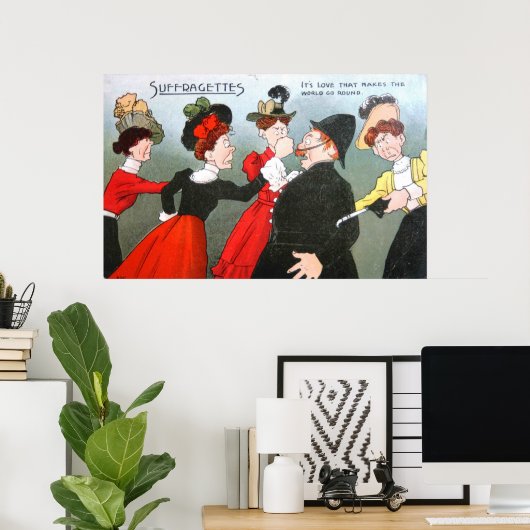Suffragettes Politieke Cartoon Poster (Thuiskantoor)