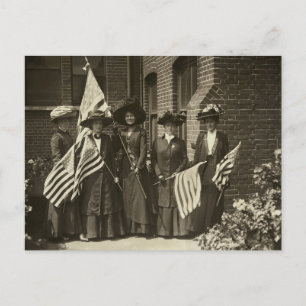 Suffragettevrouwen met Amerikaanse vlag  Briefkaart