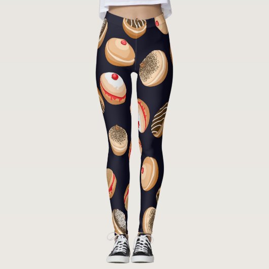 Sufganiyot Donuts: Chanoeka-patroon Leggings (Voorkant)