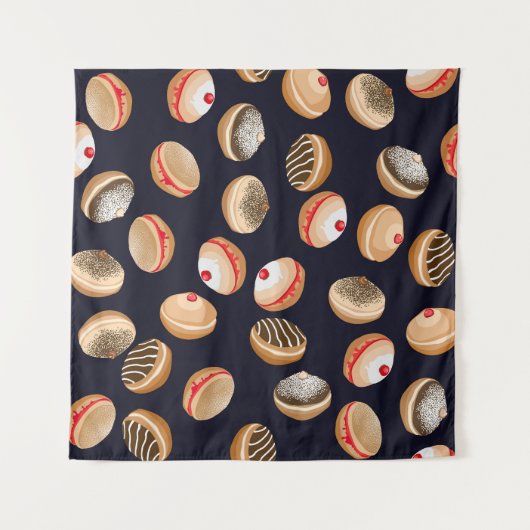 Sufganiyot Donuts: Chanoeka-patroon Wandkleed (Voorkant (horizontaal))