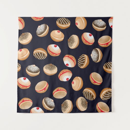 Sufganiyot Donuts:  Chanoeka-patroon Wandkleed (Voorkant)