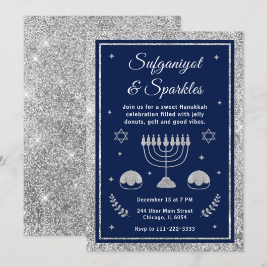 Sufganiyot & Sparkles Hanukka-feest Kaart (Voorkant / Achterkant)