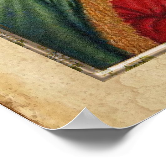 Sufi Mystic Portrait of Rumi on faux Parchment BG Poster (Hoek)