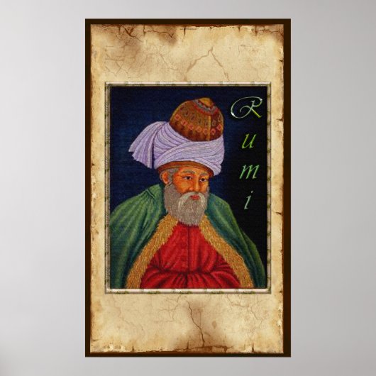 Sufi Mystic Wisdom by Rumi on Parchment BG Poster (Voorkant)