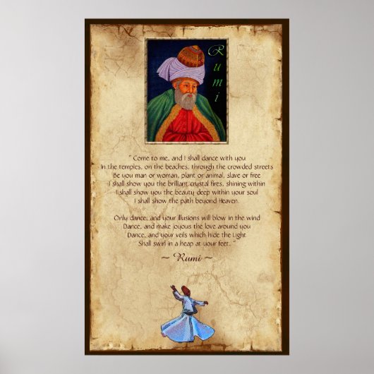 Sufi Mystic Wisdom door Rumi op Parchment BG Poster (Voorkant)
