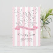 Sugar and Spice Baby Girl Baby shower Invitation Kaart (Staand voorkant)