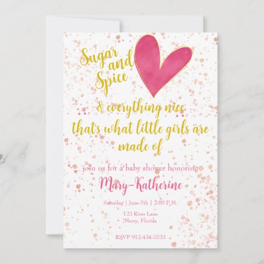 Sugar and Spice Baby Meisje Baby shower Kaart (Voorkant)