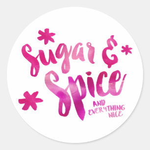 Sugar and Spice Baby shower Waterverf Ronde Sticker