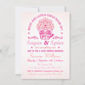 Sugar and Spice Cupcake Baby shower Invitation Kaart (Voorkant)