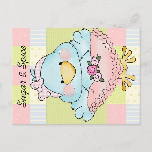 Sugar and Spice Schattigee Baby Girl Shower Uitnodiging Briefkaart (Voorkant)