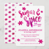 Sugar and Spice Waterverf Baby shower Kaart (Voorkant / Achterkant)