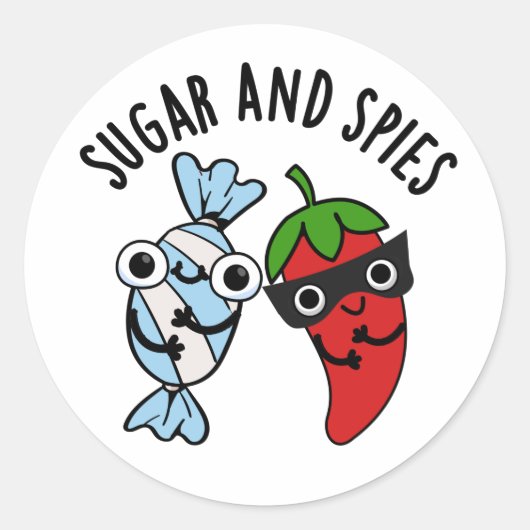 Sugar and Spies Grappig eten woordspeling Ronde Sticker (Voorkant)