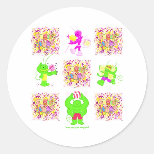 Sugar Bugs alle 4 logo stickers (Voorkant)