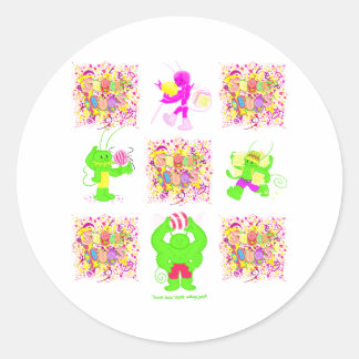 Sugar Bugs alle 4 logo stickers