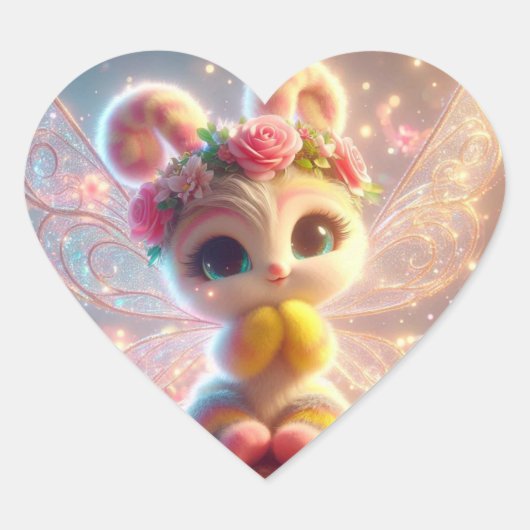 Sugar Cat Butterfly Hart Sticker (Voorkant)