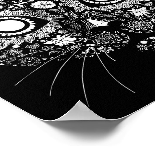 Sugar Cat Skull Flower Artistic Design  Poster (Hoek)