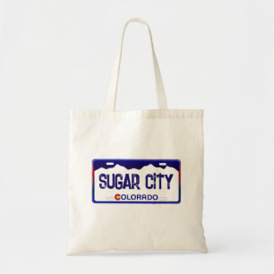 Sugar City Colorado blauw licentie bord canvas tas