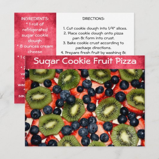 Sugar Cookie Fruit Pizza Recipe Briefkaart (Voorkant / Achterkant)