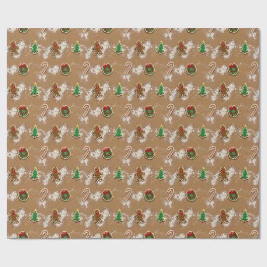 Sugar Cookie Gingerbread Man Wrapping Paper Cadeaupapier (Vlak)
