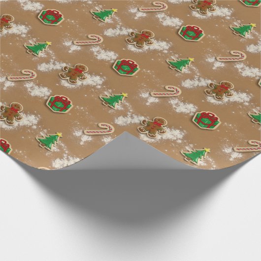 Sugar Cookie Gingerbread Man Wrapping Paper Cadeaupapier (Hoek)