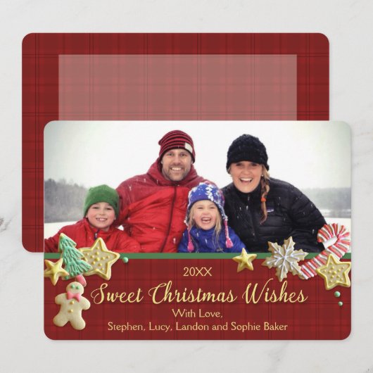 Sugar Cookie Kerstmis Rood Aangepaste Kaart (Voorkant / Achterkant)