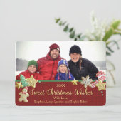 Sugar Cookie Kerstmis Rood Aangepaste Kaart (Staand voorkant)