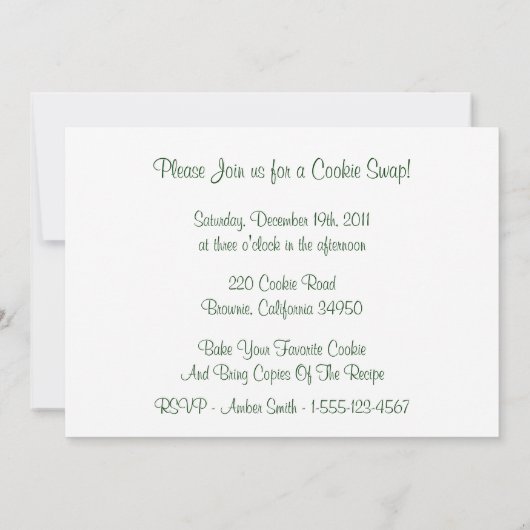 Sugar Cookie Swap Invitation Kaart (Achterkant)