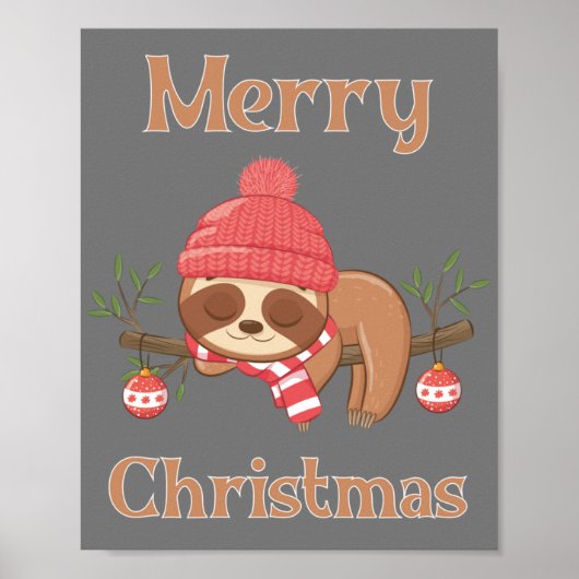 Sugar Cute Sloth Kerstmis Poster (Voorkant)